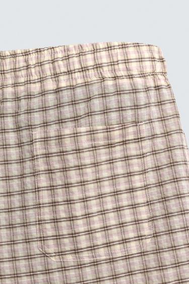 TEXTURED CHECK BERMUDA SHORTS - Beige by Zara - Image 9