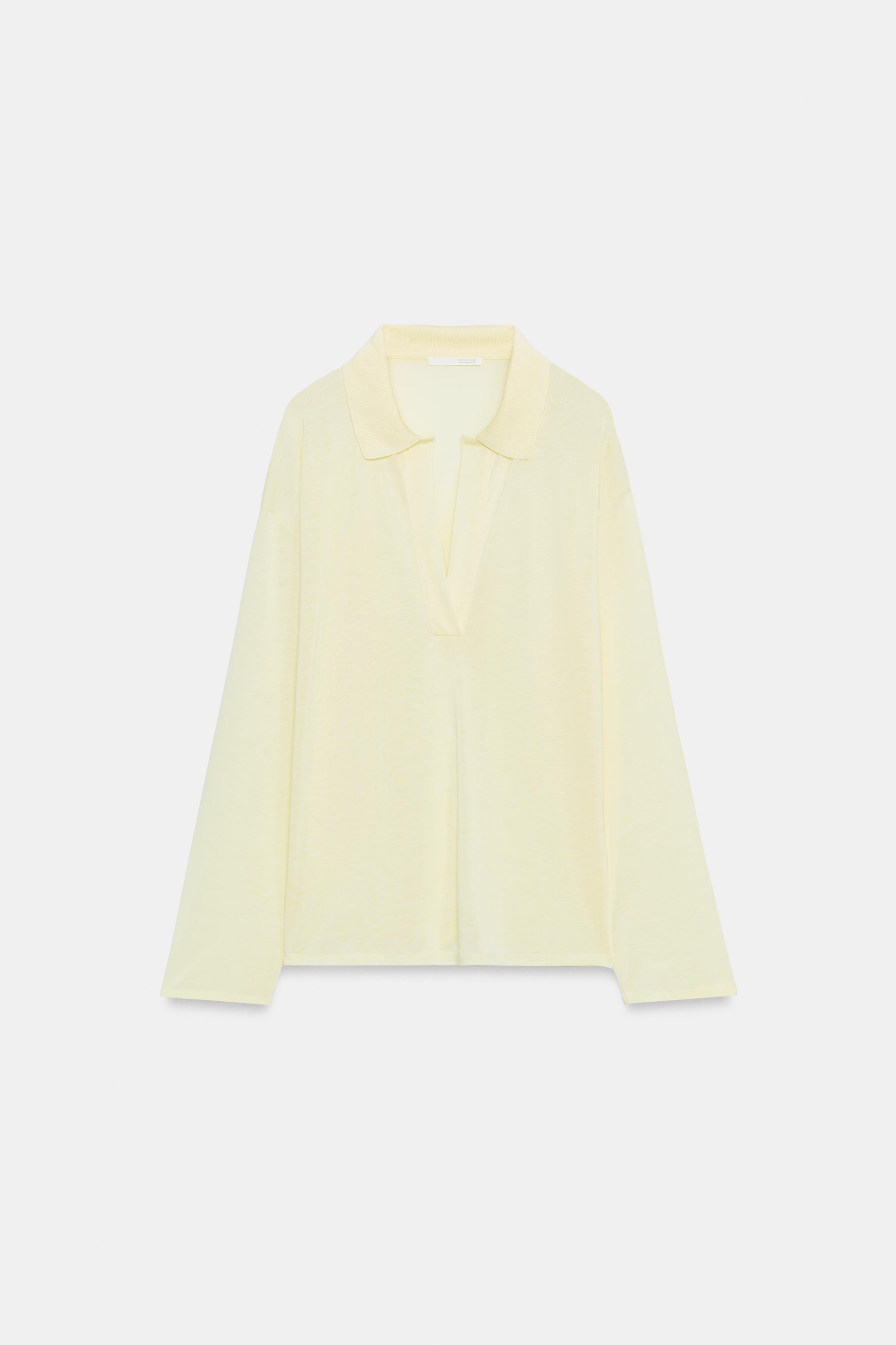 LONG SLEEVE FLOWY POLO SHIRT