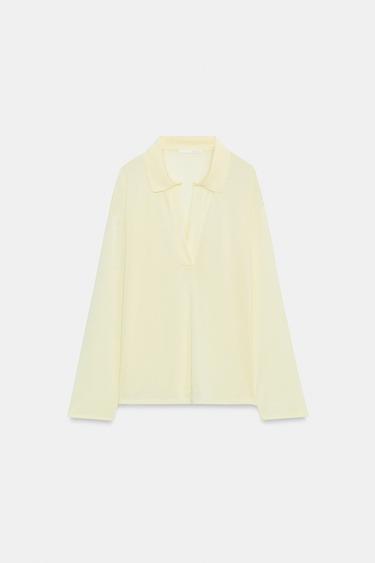 LONG SLEEVE FLUID POLO SHIRT - Yellow by Zara - Image 5