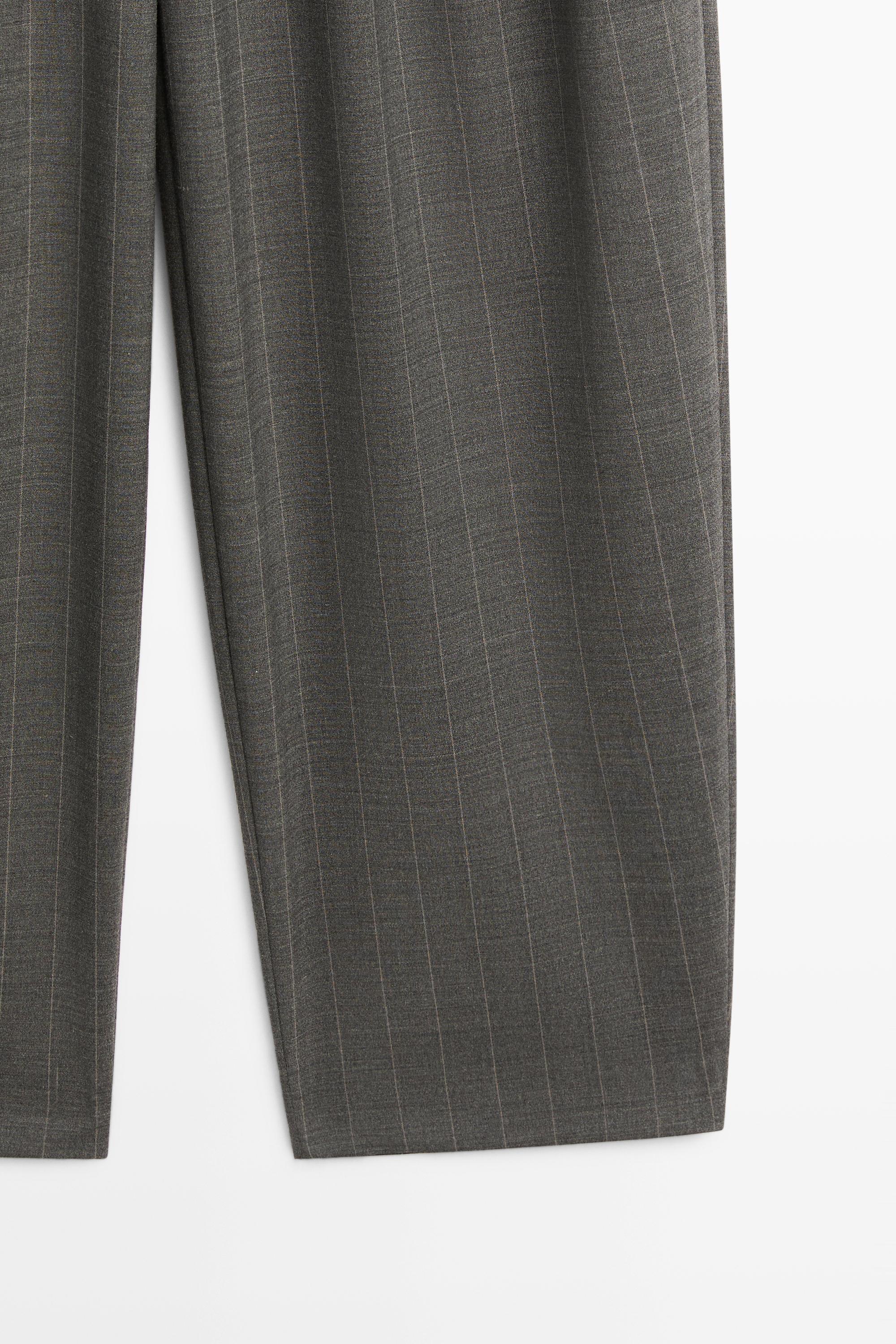 Pinstripe carrot fit pants