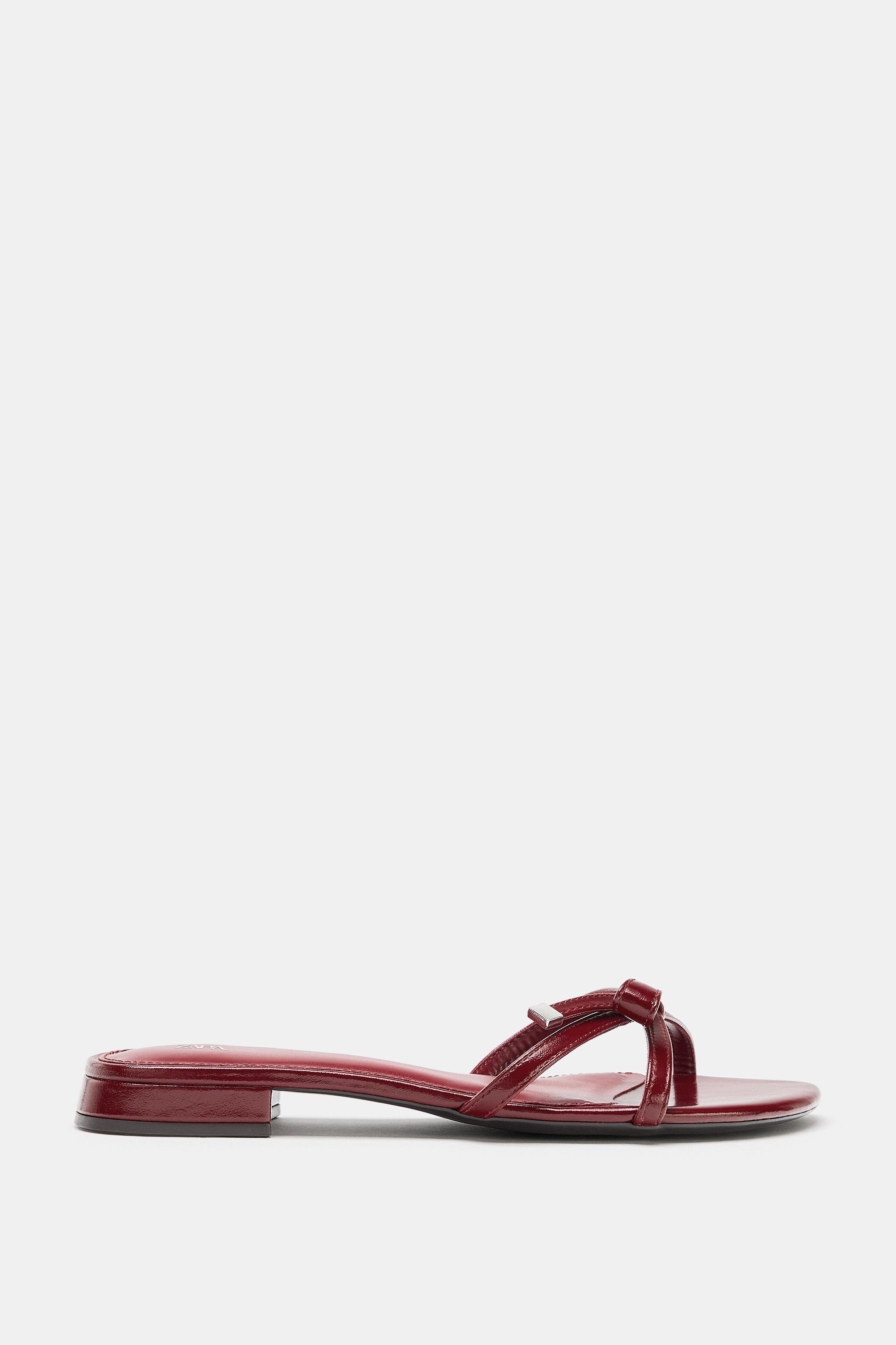 Женские сандалии Zara BOW DETAIL FLAT SANDALS