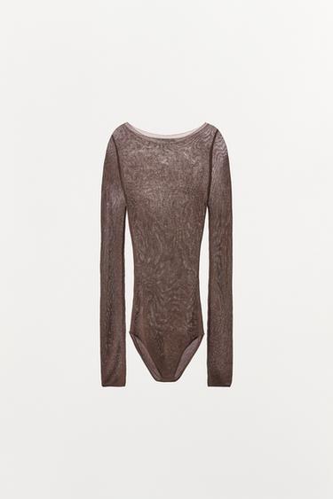 BODY EN MAILLE 100 % VISCOSE - Marron de Zara - Image 6