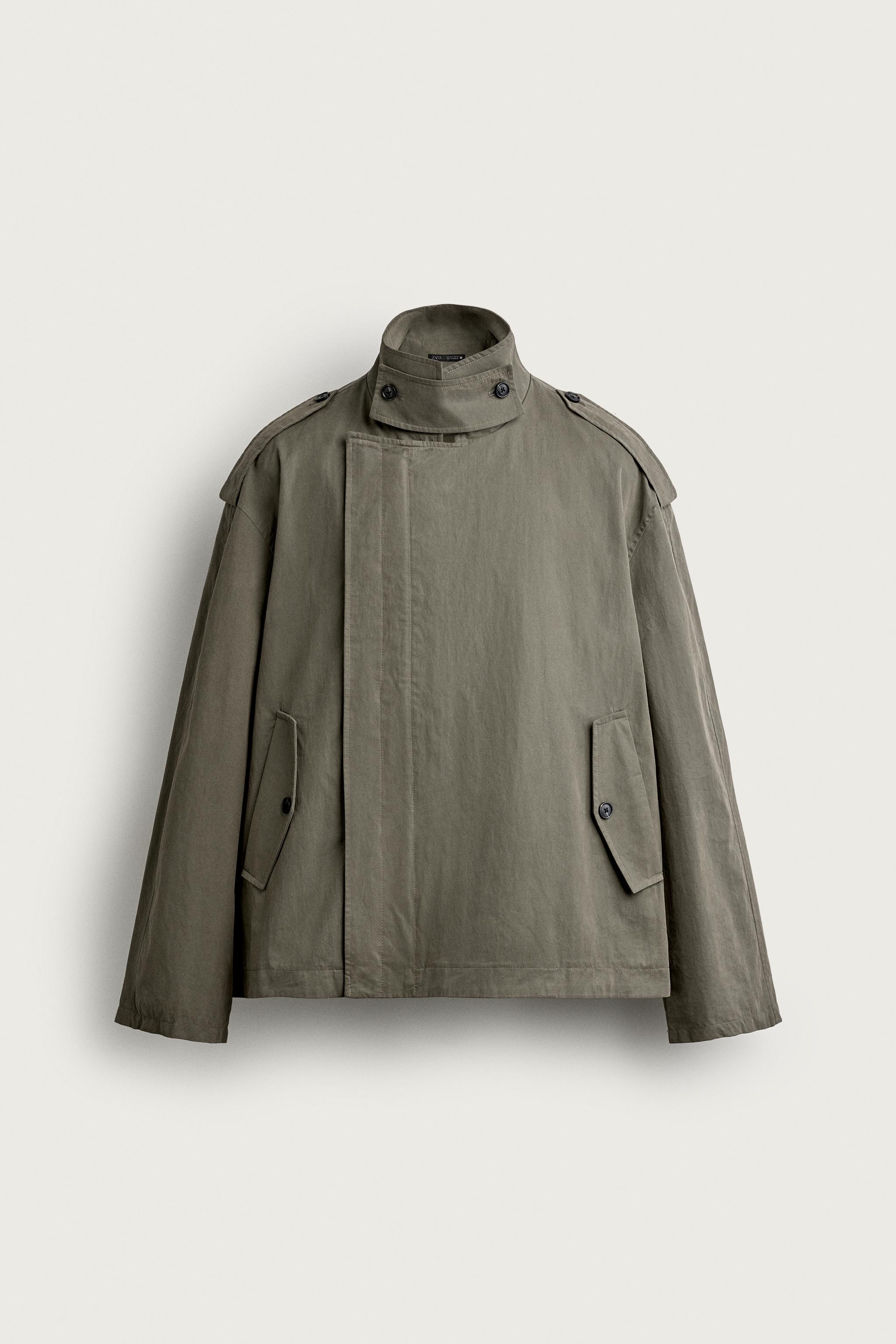 CROPPED TECHNICAL TRENCH COAT — Grey