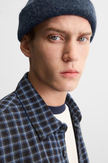 CAMISA CUADROS - Azul de Zara