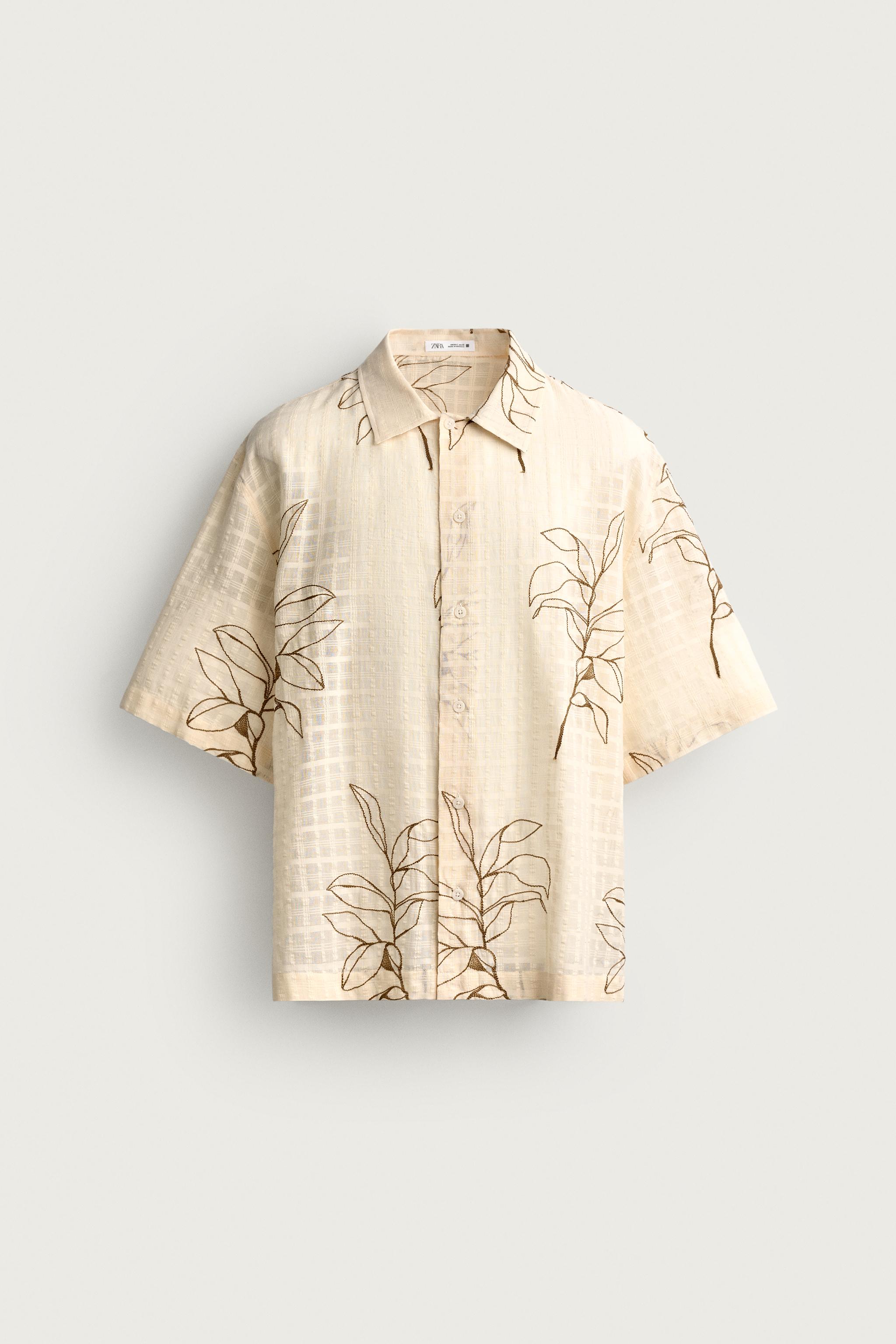 CHEMISE JACQUARD BRODERIE FEUILLES