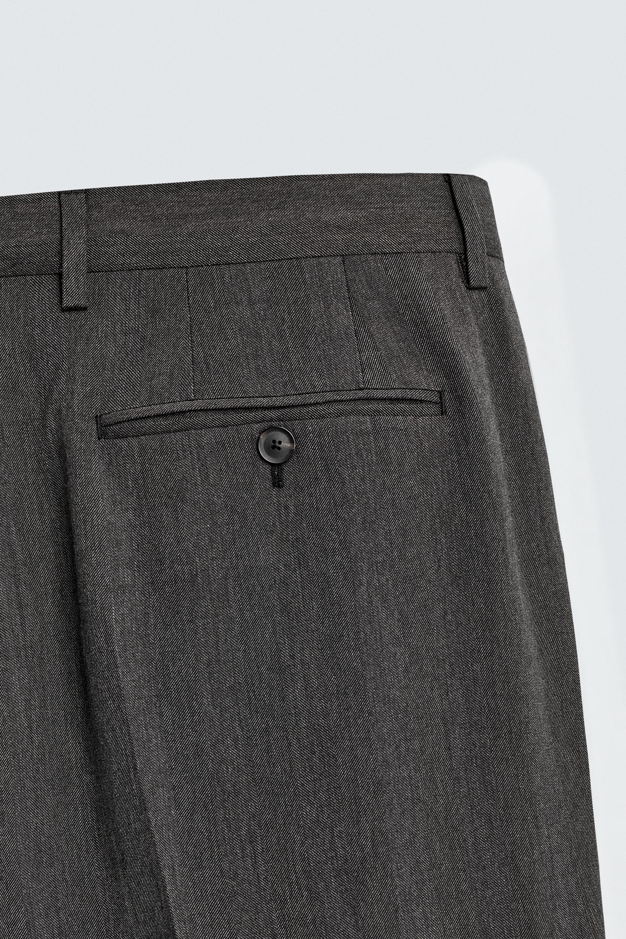 スラックス HUECLOSET Herringbone Retro Pants 25KERO03 Retro Grey Herringbone Casual Pants – Martboutique