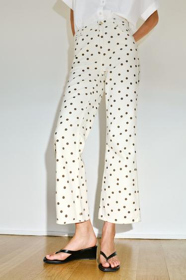 Z1975 MID-WAIST MINI FLARE JEANS WITH DOTS - Oyster-white by Zara
