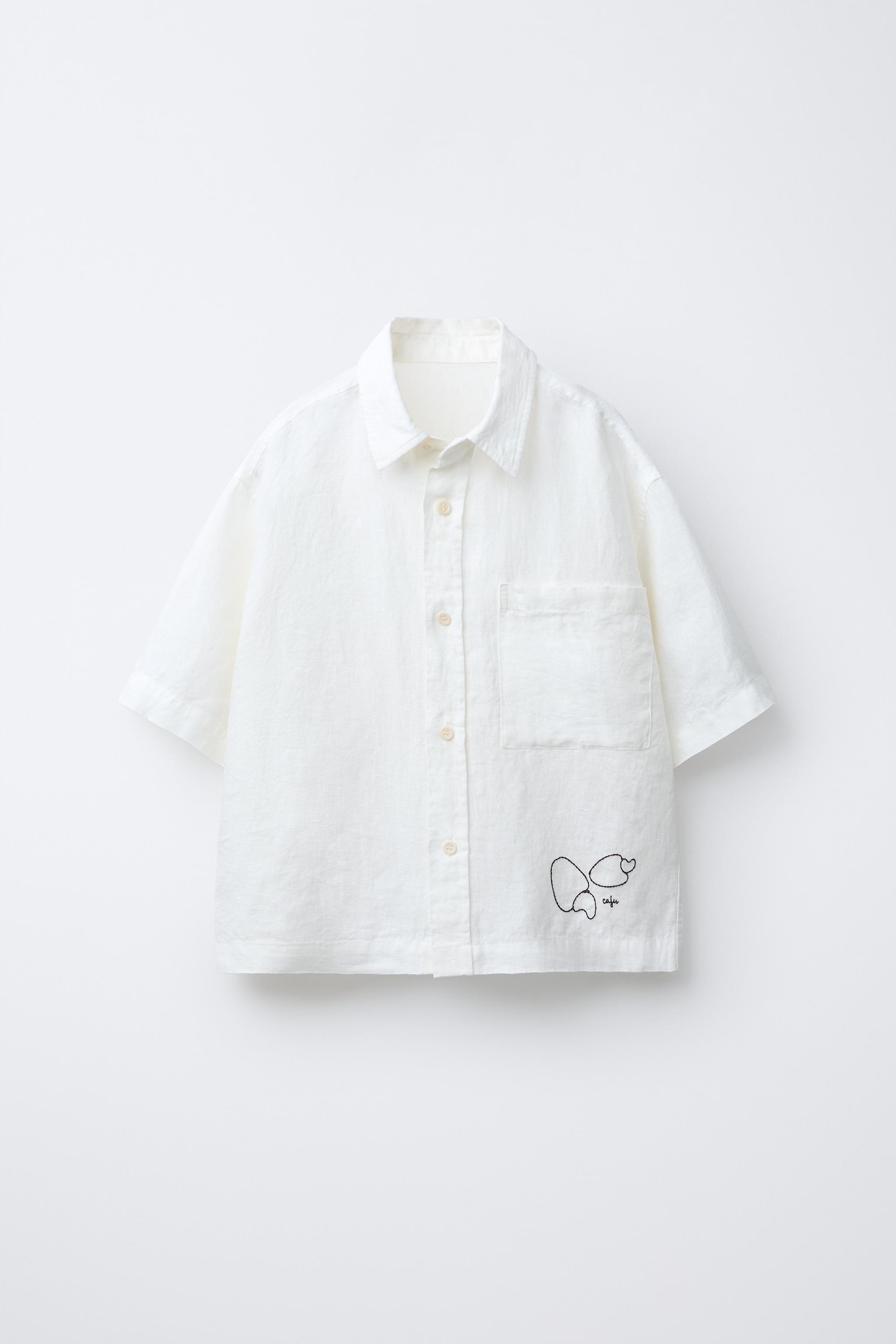 CAMISA COM LINHO BORDADO FILIPE JARDIM X ZARA - Branco | ZARA Brasil