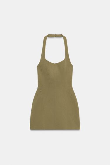 HALTER MINI DRESS - Light khaki by Zara - Image 0