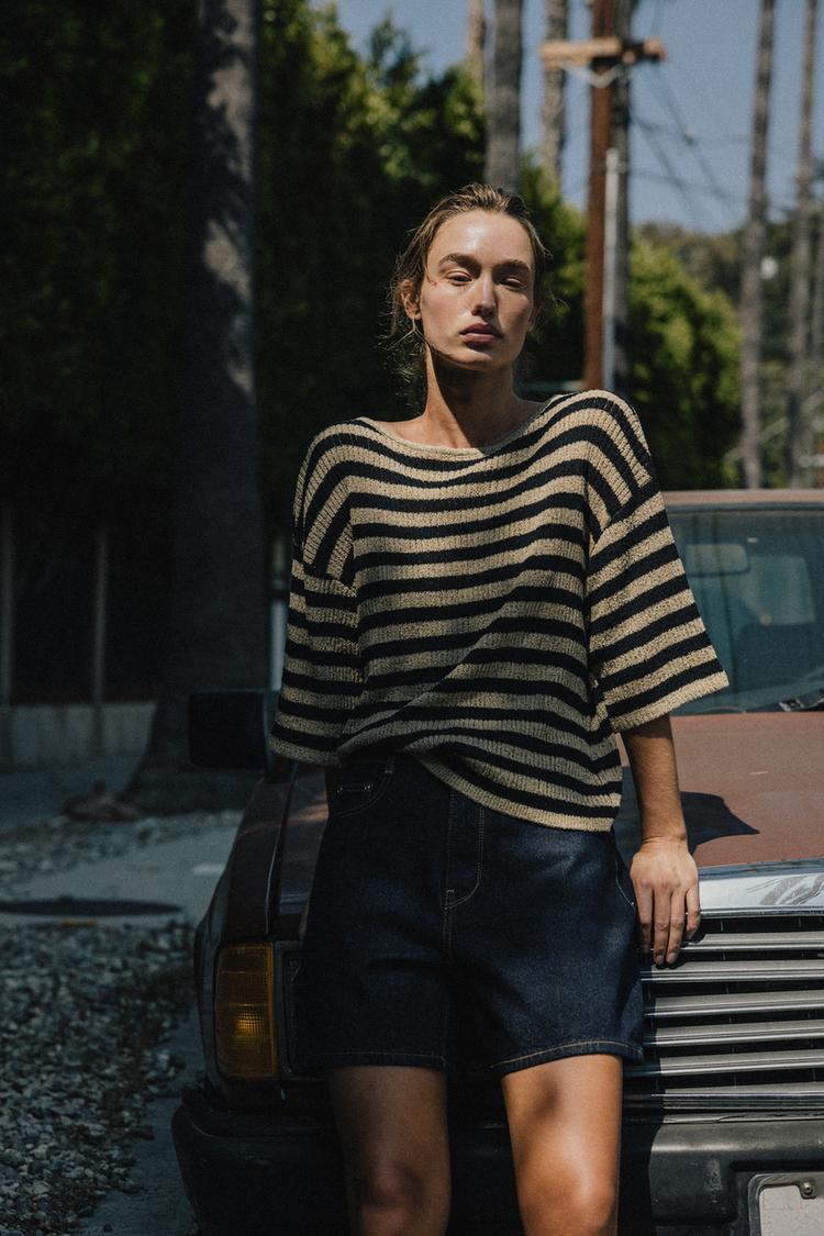 CUT KNIT CAPE JUMPER Black Sand ZARA India - Main Image