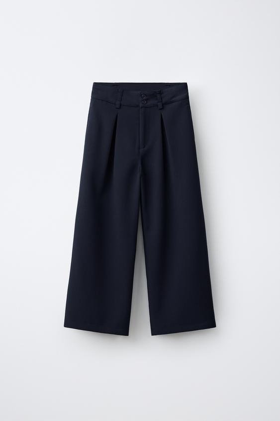 WIDE LEG BROEK MET PLOOIEN - Marineblauw van Zara - Afbeelding 0