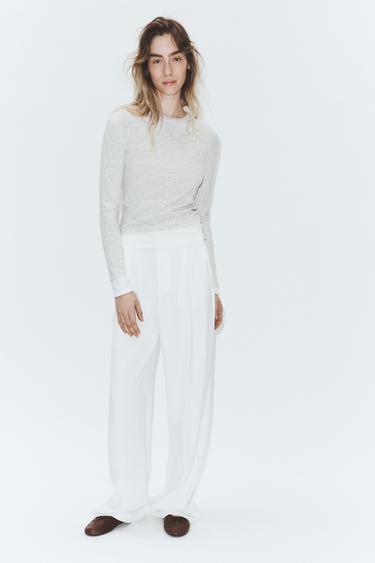 FLOWING PLEATED TROUSERS - White by Zara