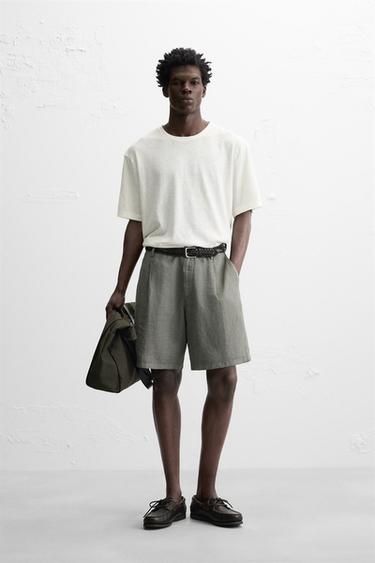 LINEN - COTTON T-SHIRT - Ecru by Zara