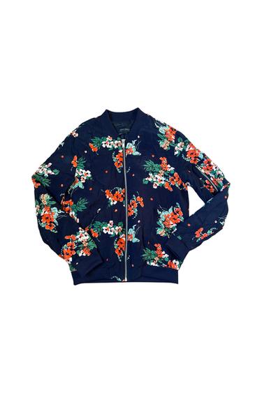 NAVY FLORAL BOMBER JACKET
