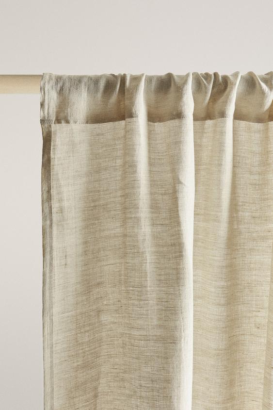 WASHED LINEN CURTAIN WITH MEDIUM OPACITY - Light beige by Zara - Image 0