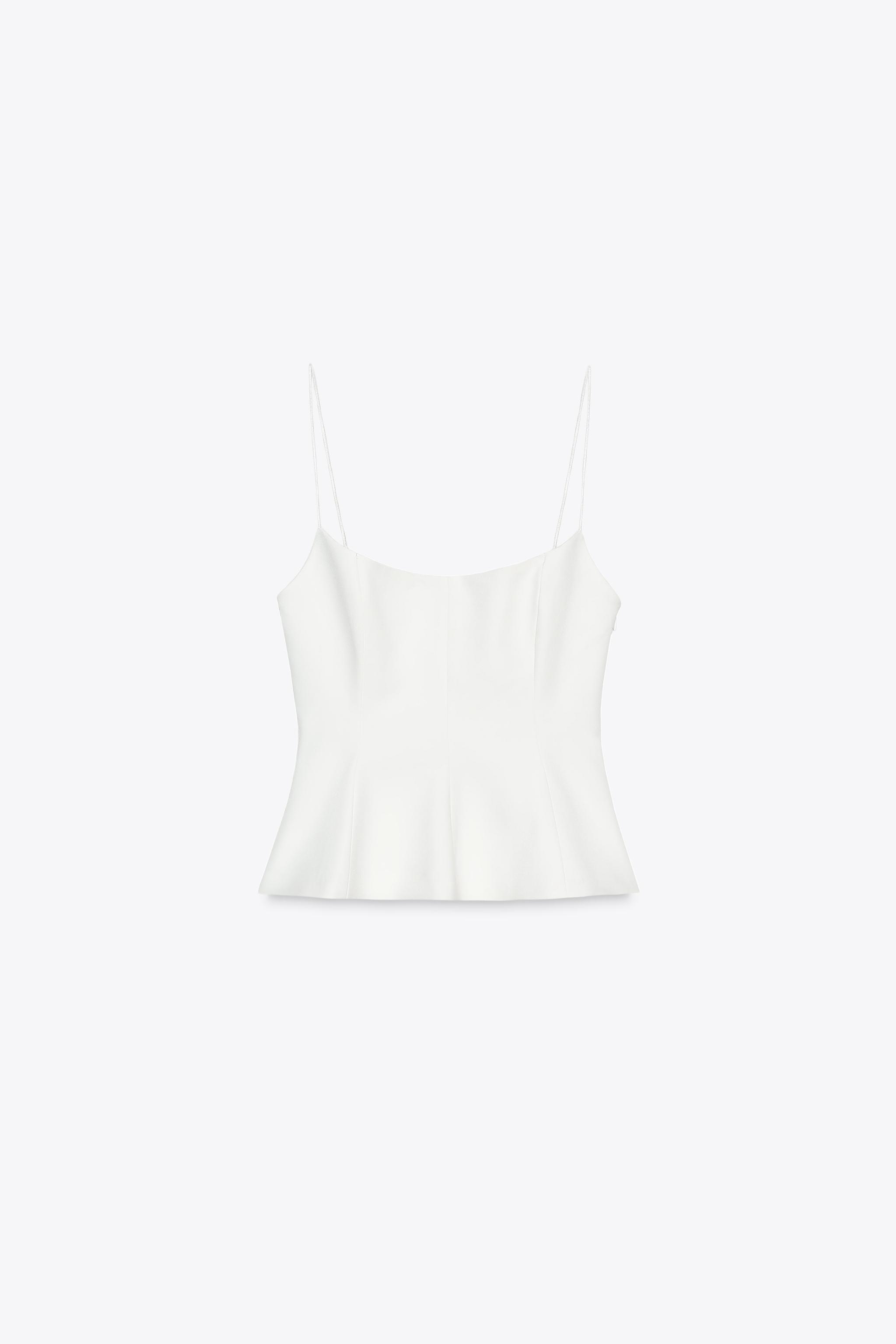 しろな様 STRETCH PEPLUM TOP - Oyster-white | ZARA United States