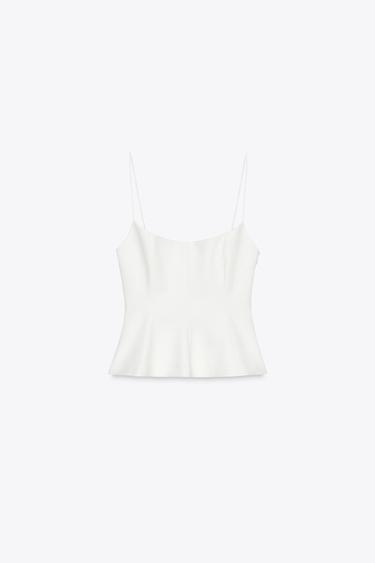 TOP ÉLASTIQUE PÉPLUM - Blanc cassé de Zara - Image 5