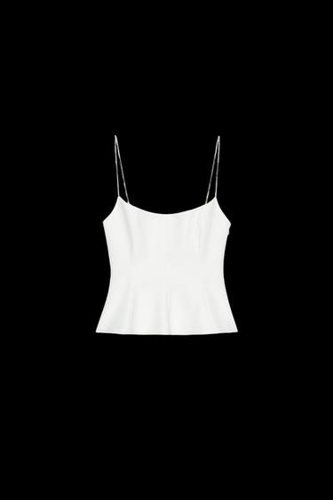 STRETCH PEPLUM TOP - Oyster-white by Zara - Image 0