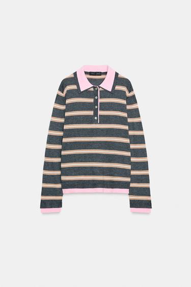 STRIPED COMBINED KNIT POLO SHIRT - Multicoloured by Zara