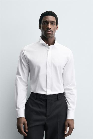 CAMISA CUELLO PAJARITA - Blanco de Zara