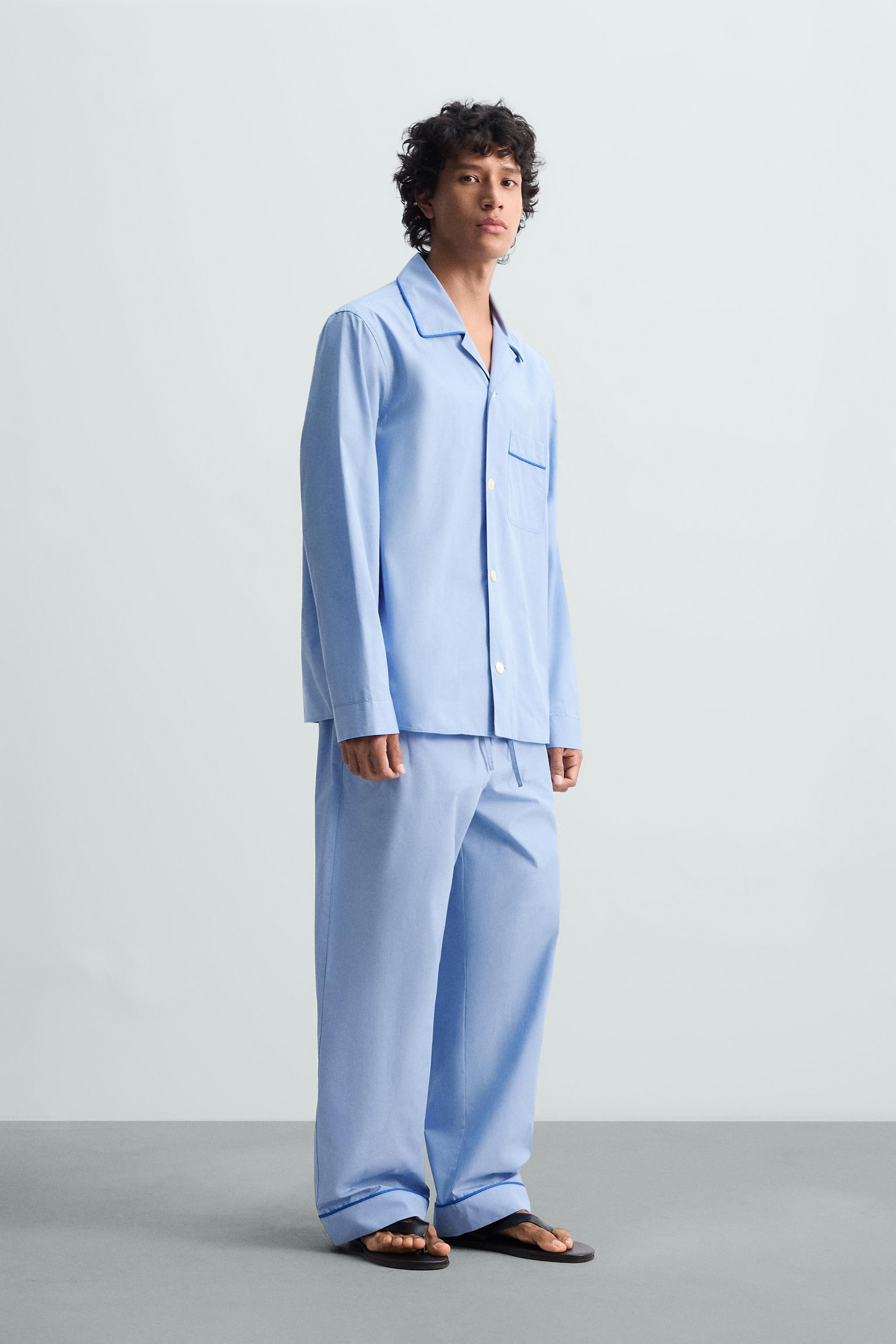 #23-2873 らむね CONTRAST PYJAMA SHIRT - Sky blue | ZARA South Africa