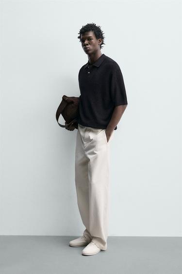 POLO FLUIDE STRUCTURÉ EN MAILLE - Aubergine de Zara - Image 3