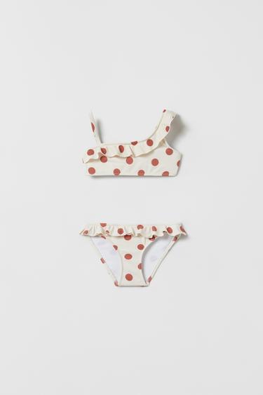 Zara KIDS/ POLKA DOT SWIMSUIT - Ecru