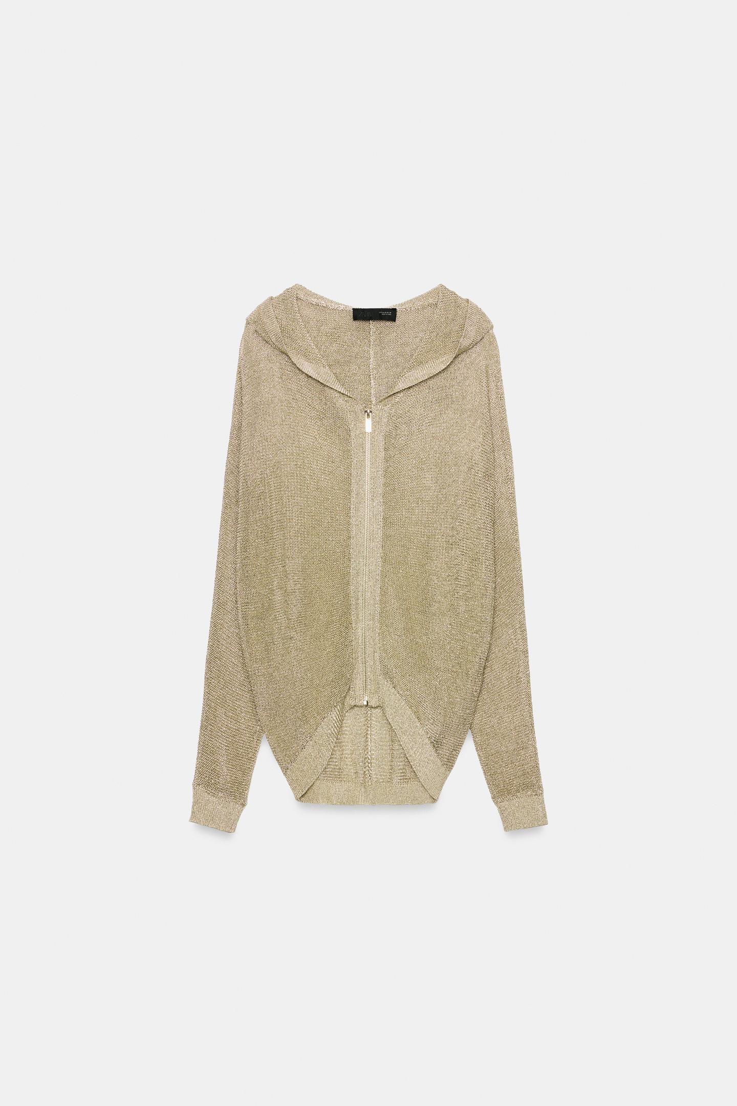 Женское худи Zara Metallic Yarn Knit, цвет: Золотой — фото 5