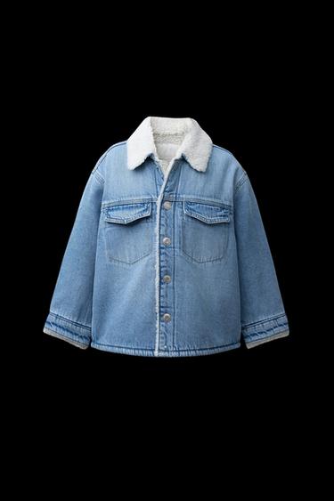 FAUX SHEARLING DENIM OVERSHIRT - Mid-blue by Zara