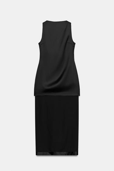VESTIDO LARGO COMBINADO - Negro de Zara