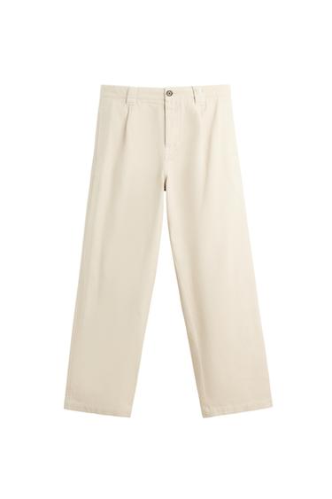 PANTALÓN STRAIGHT FIT PLIEGUES - Crudo de Zara