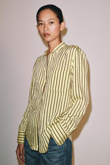 CAMISA RAYAS BOLSILLO ZW COLLECTION - Amarillo de Zara