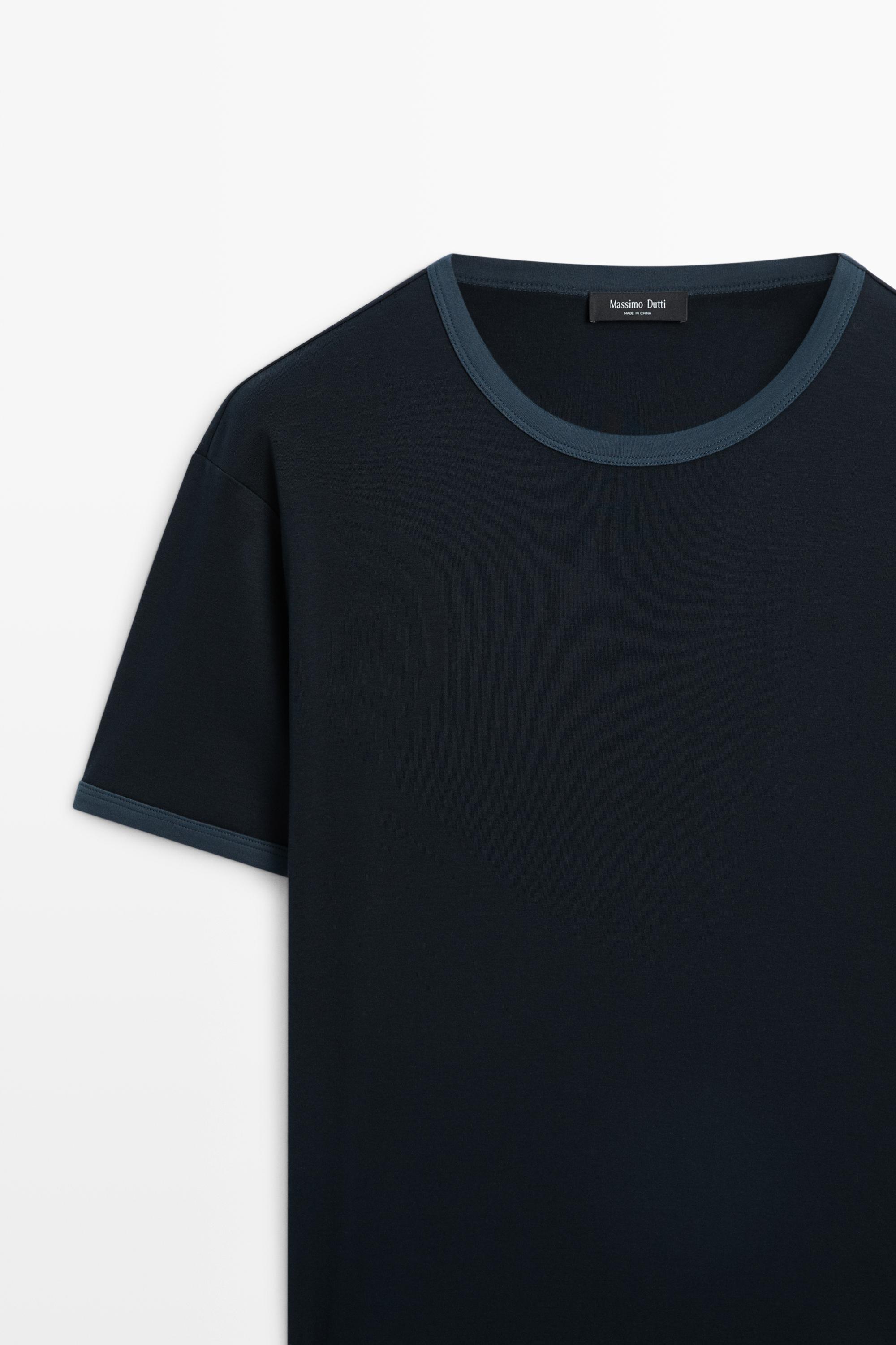 T-shirt 100 % coton col contrastant