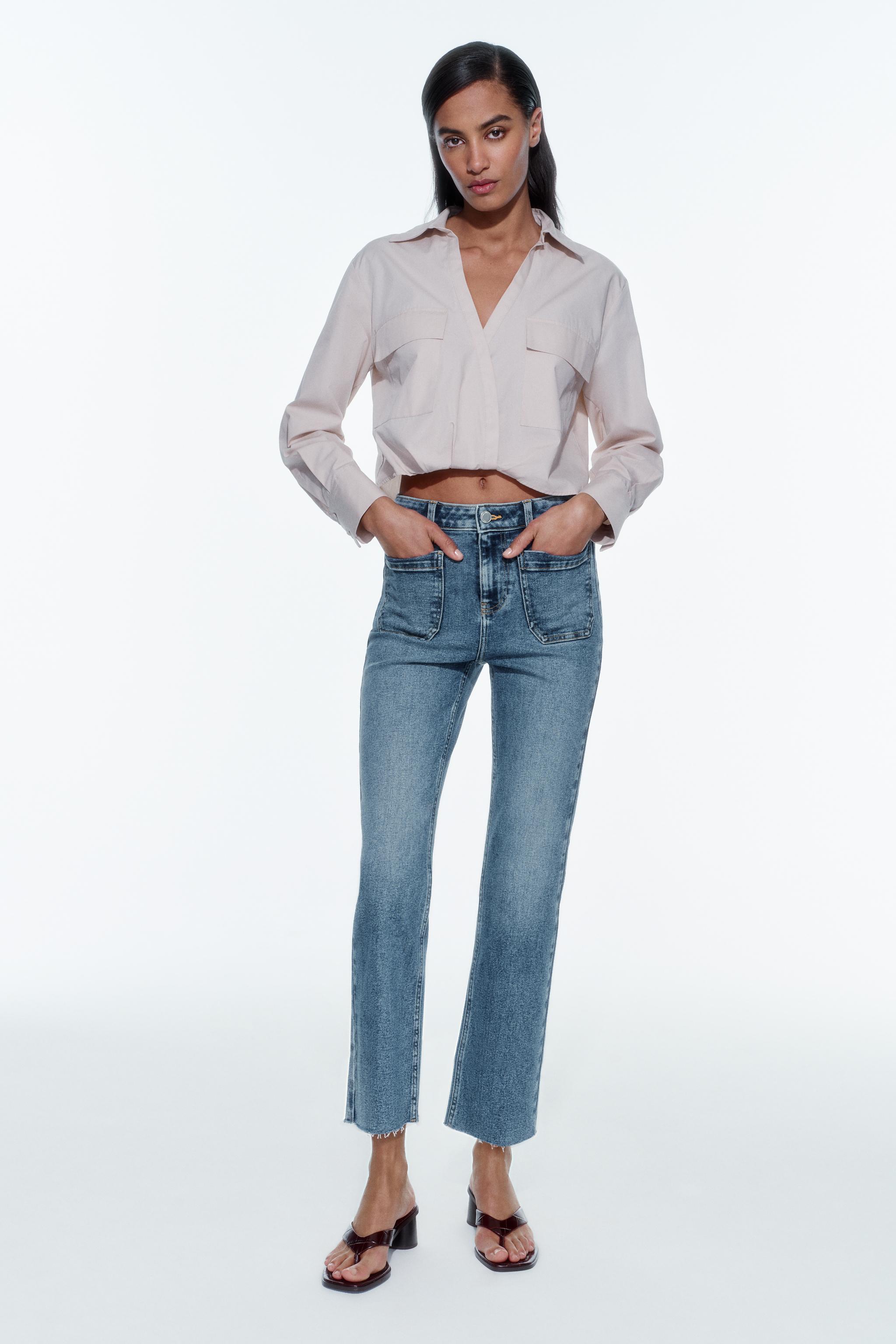 HIGH-WAISTED MINI FLARE JEANS Z1975 - Gray