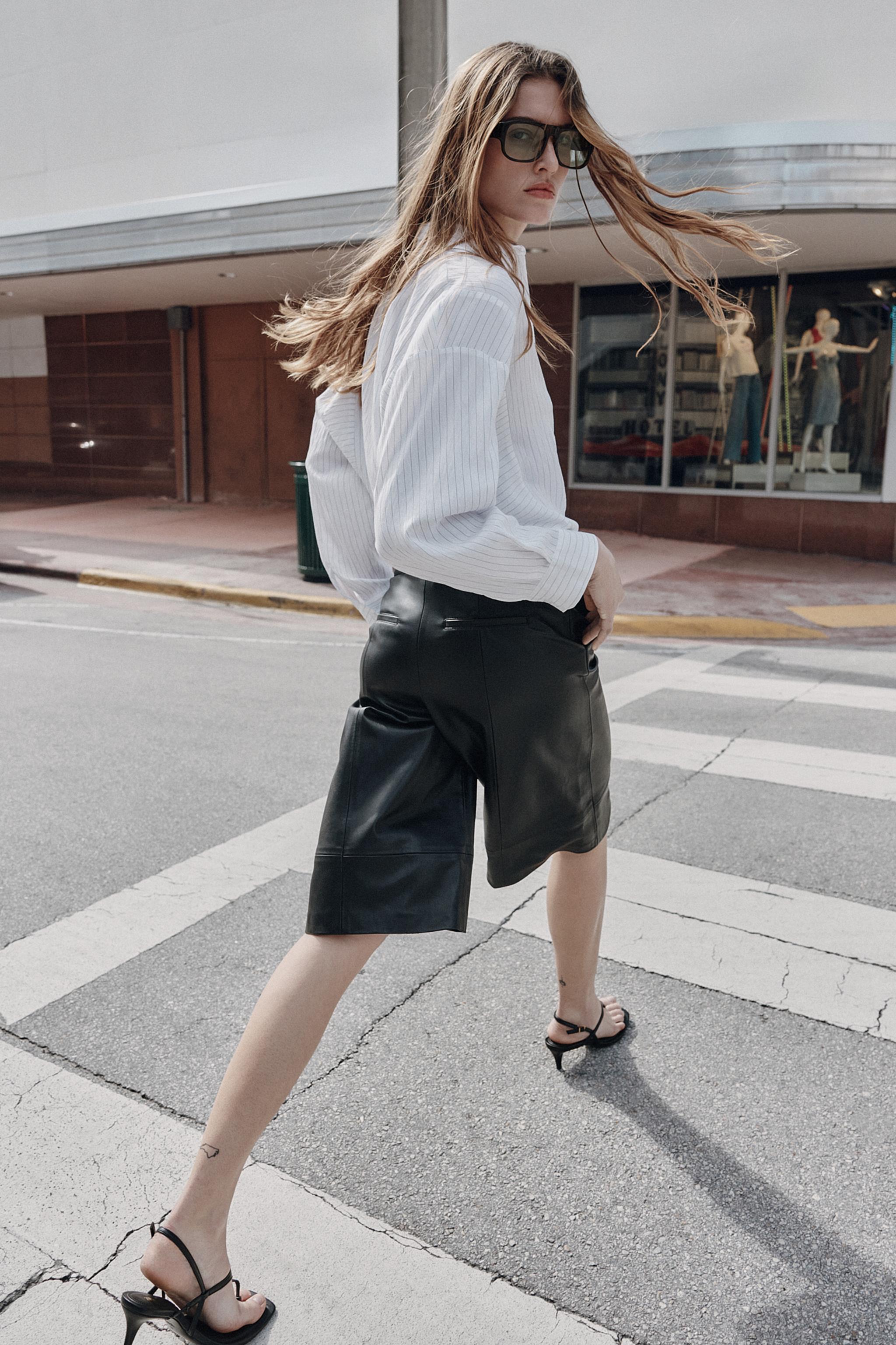 FAUX LEATHER LONG SHORTS
