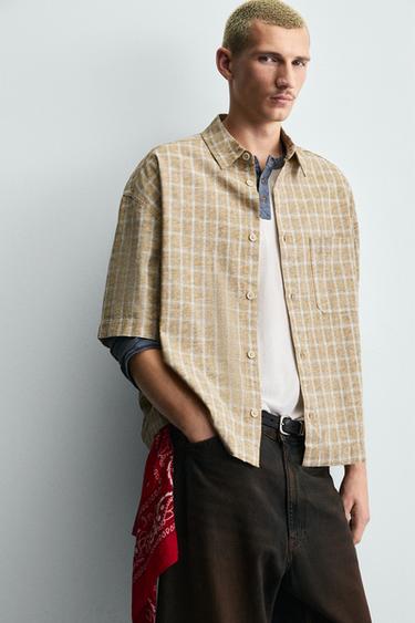 CHEMISE COUPE CARREE À CARREAUX - Moutarde de Zara - Image 5