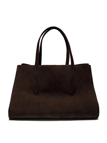 Grand tote bag MD ICON en croûte de cuir - Marron de Zara