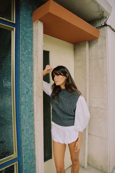 CONTRAST WAISTCOAT T-SHIRT - Anthracite grey by Zara