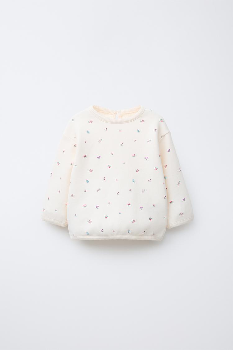 FELPA A FIORI Ecrù chiaro ZARA Italia Italy