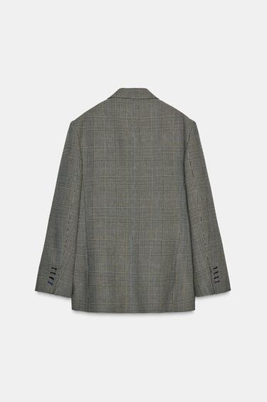 VESTE À CARREAUX AVEC DE LA LAINE ZW COLLECTION - Beige de Zara - Image 6