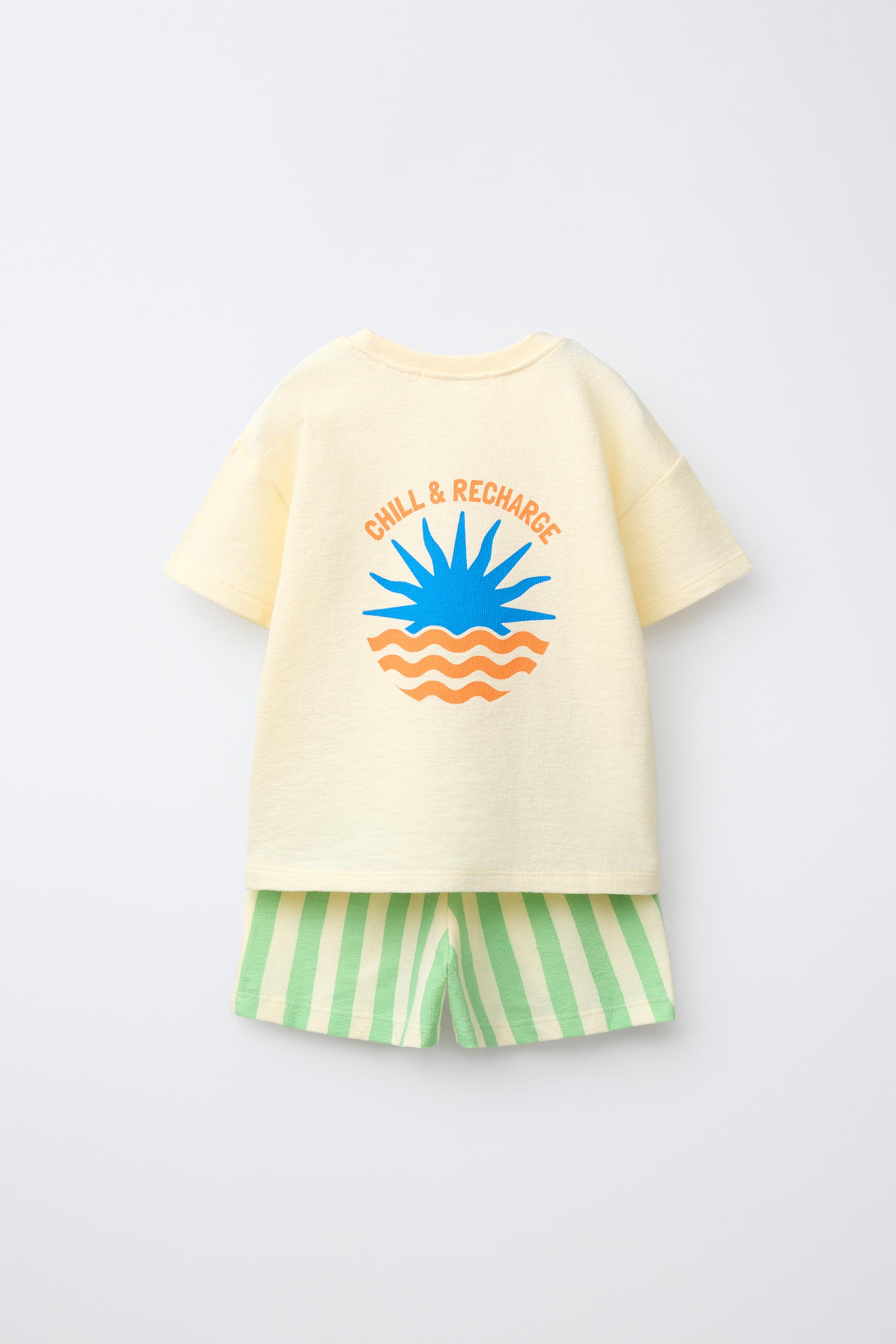 1 1/2-6 YEARS/ STRIPED PRINT PYJAMAS — Yellow (alternate view)