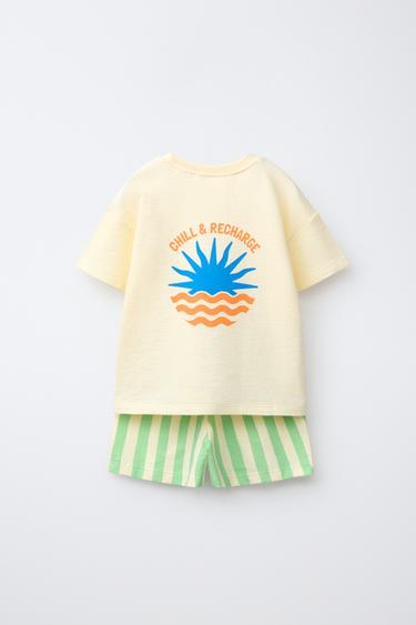 1 1/2-6 ANS/ PYJAMA IMPRIMÉ RAYURES - Jaune de Zara - Image 1