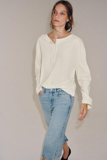 BERMUDA EN JEAN TAILLE NORMALE ZW COLLECTION - Bleu clair de Zara - Image 3