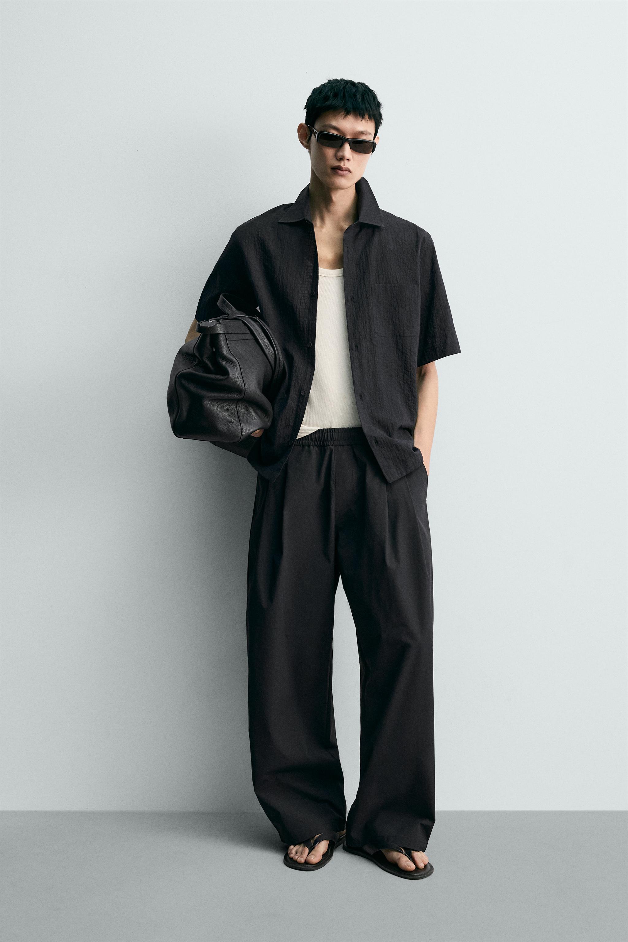 レギュラーフィットテクスチャーシャツ - ブラック | ZARA Japan / 日本