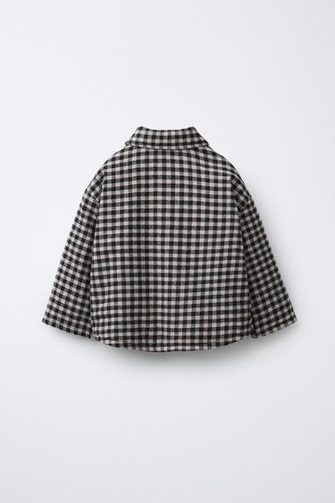 SURCHEMISE À CARREAUX VICHY Noir Écru ZARA France - Main Image