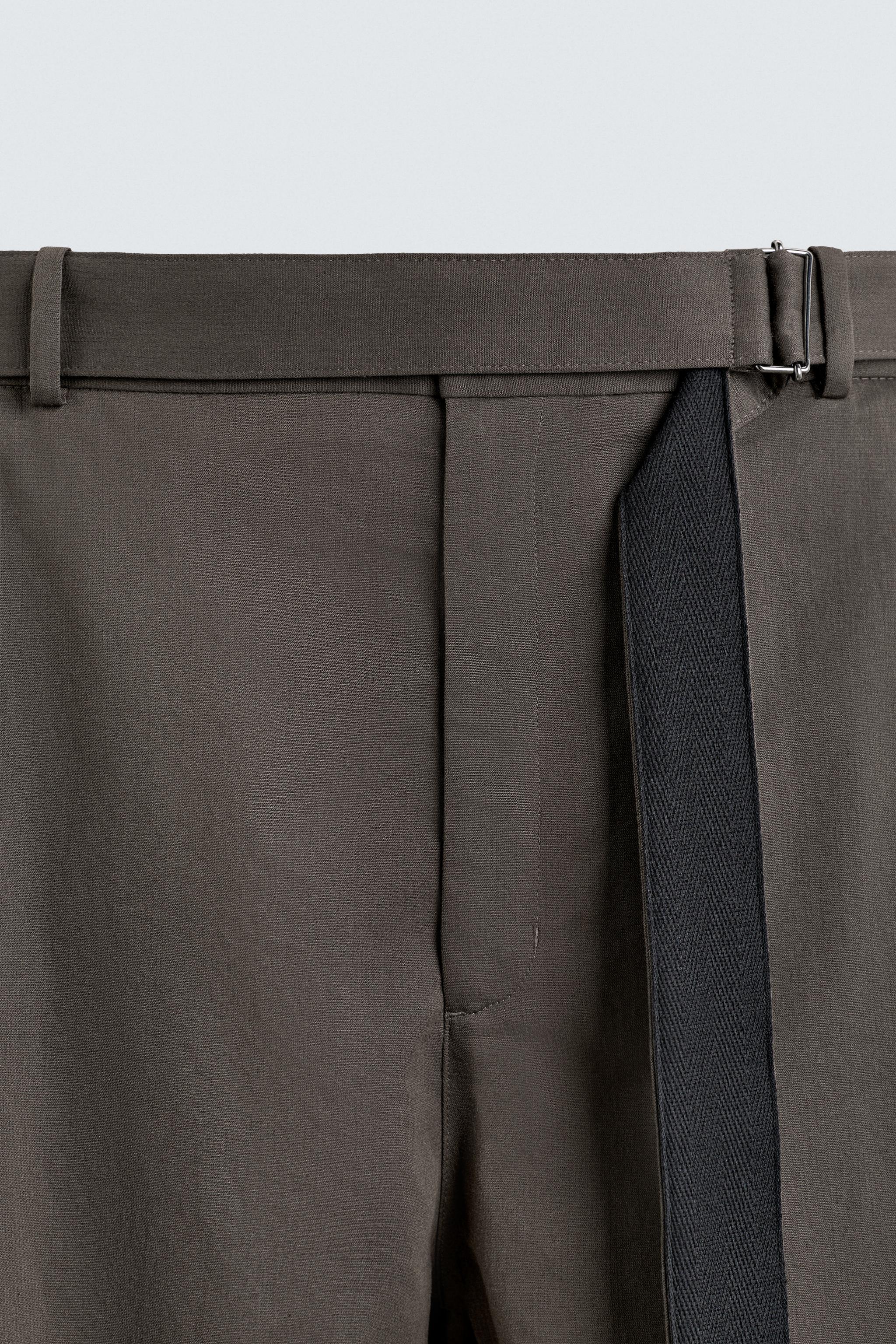 BELTED WIDE FIT PANTS