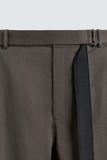 PANTALON COUPE LARGE AVEC CEINTURE - Gris taupe de Zara - Image 8