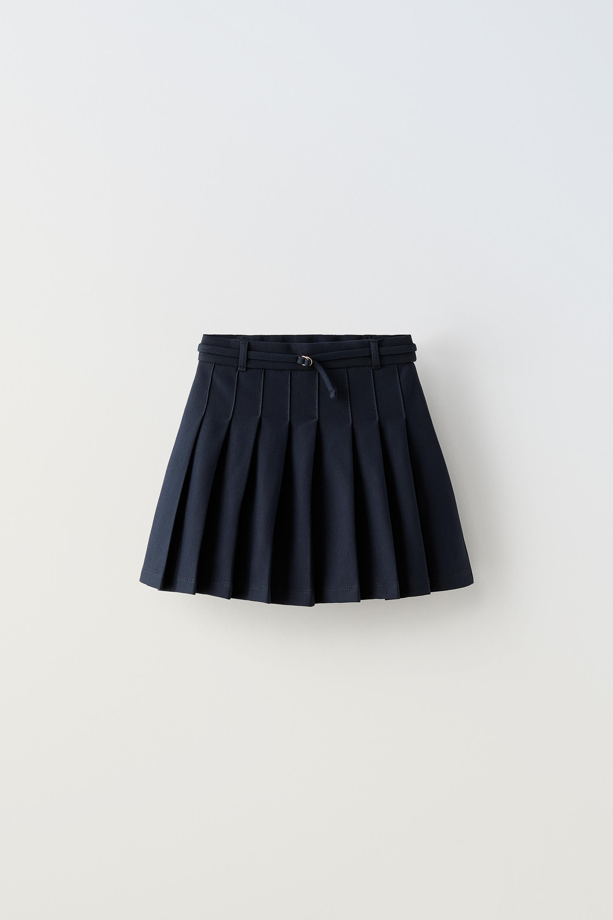 BELTED BOX PLEATED SKIRT