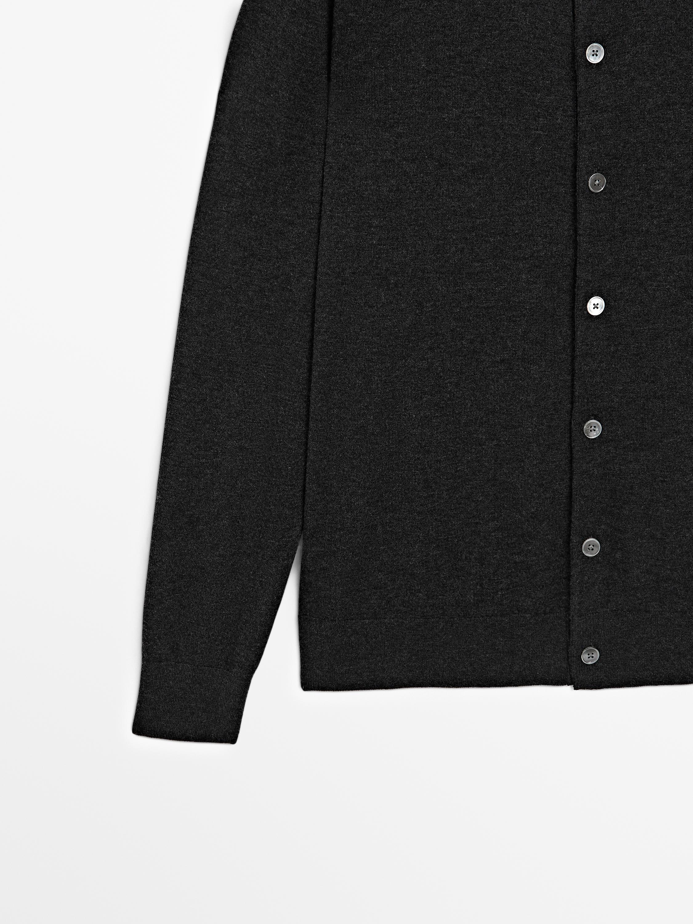 Wool blend knit cardigan with buttons - Anthracite Gray Wool blend knit cardigan with buttons - Anthracite Gray