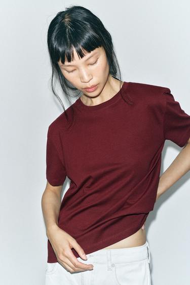 CAMISETA BÁSICA ALGODÓN - Burgundy de Zara